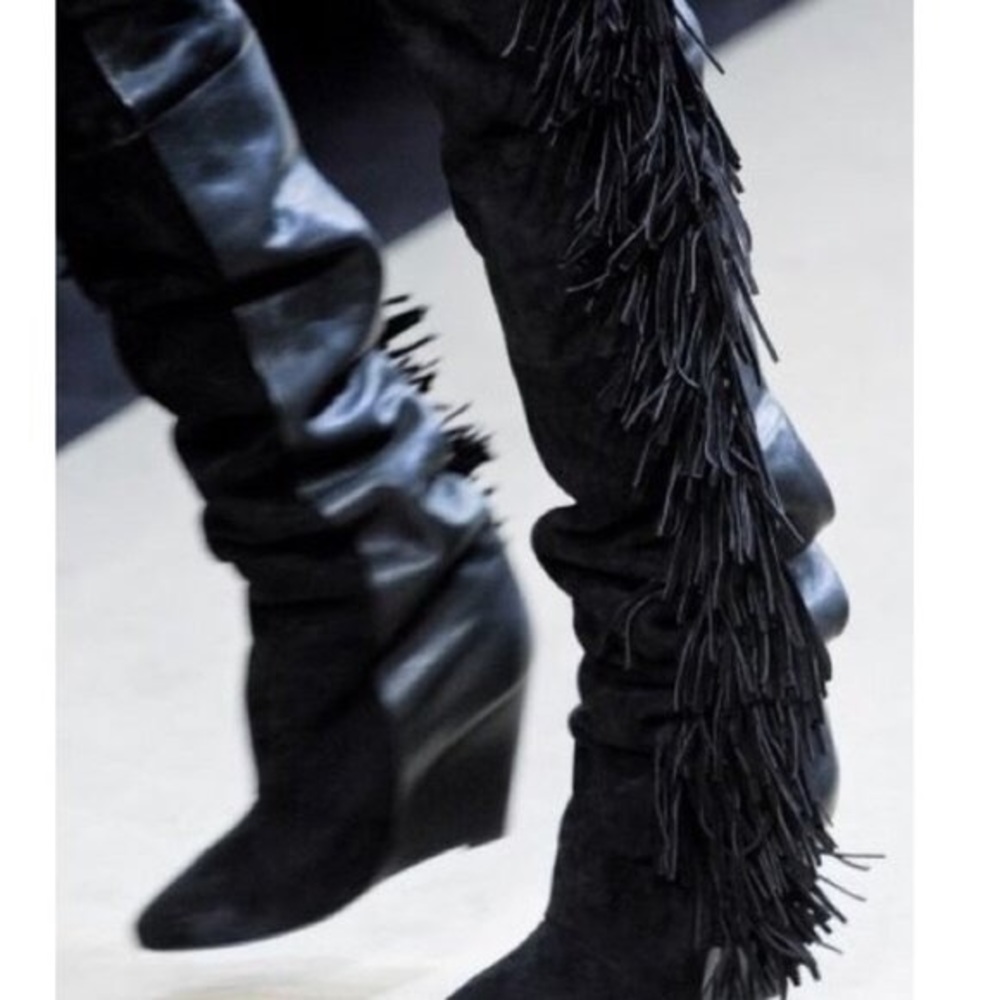 AUTHENTIC ISABRL MARANT FRINGE MANLY BLACK BOOTS